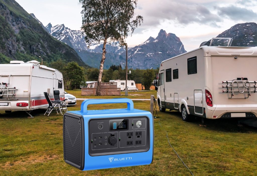 Portable power station with multiple AC outlets, solar panels and USB ports
