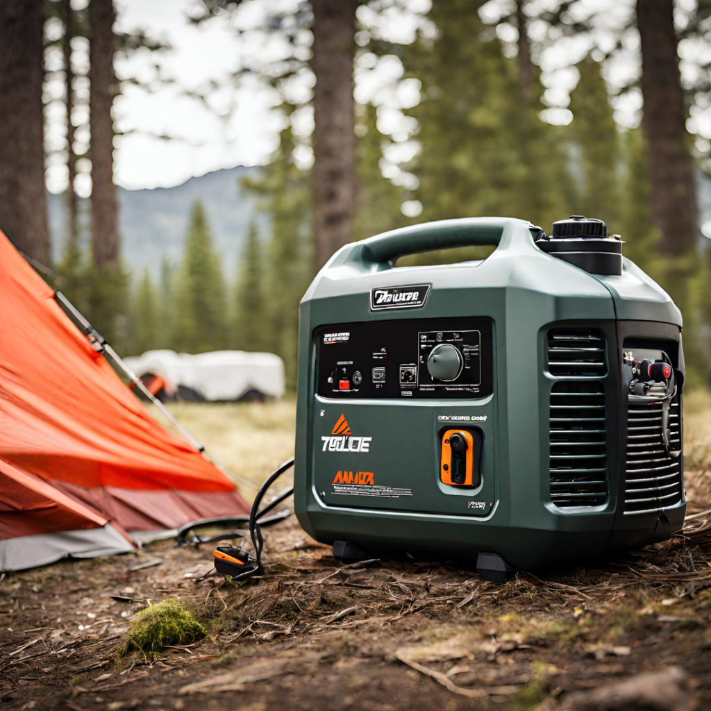 Portable generator powering up a campsite